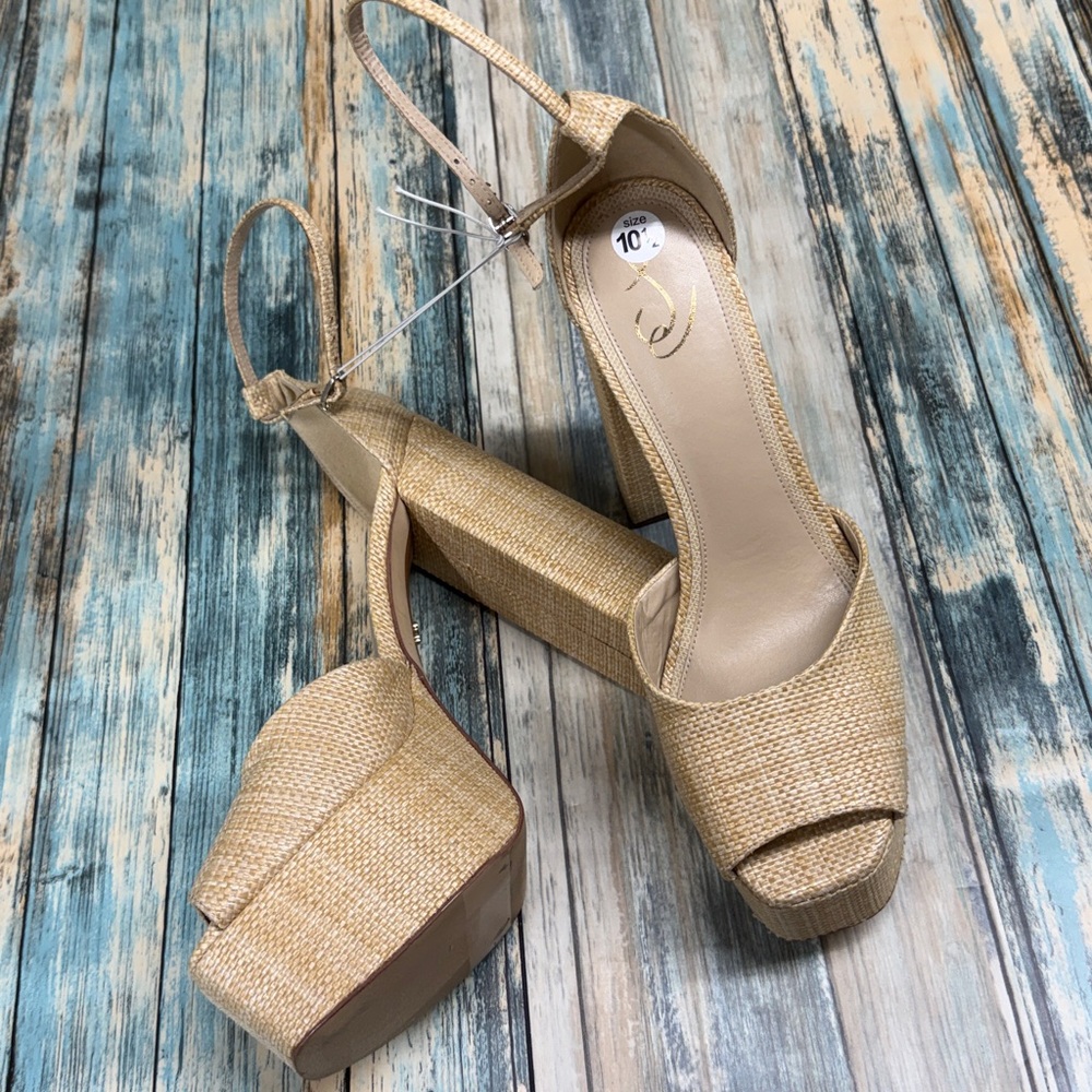 ⭐️Sam Edelman Women's Kori Platform Bleached Beechwood Sandal sz 10.5 NWOT - Picture 2 of 12